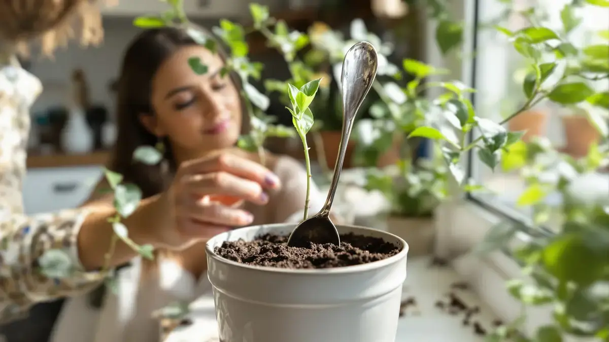Kamerplanten in pot een verborgen keukengerei kan een veelgemaakte gietfout voorkomen