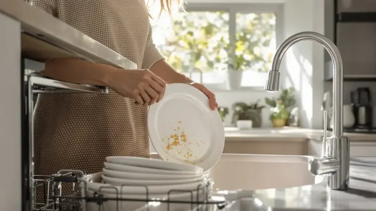 De vaat afspoelen voordat je deze in de vaatwasser zet voorkomt een veelgemaakte fout die de werking vermindert